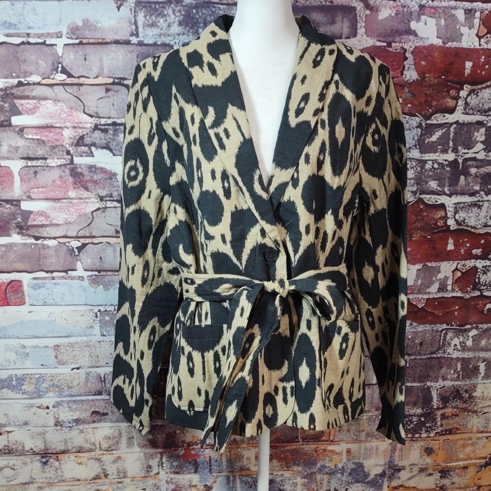 Isaac Mizrahi Ikat Print Linen-look Jacket